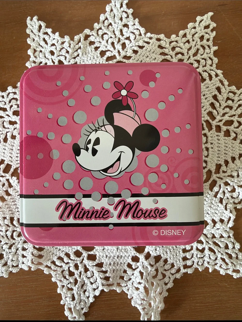 Disney Minnie Mouse Pink and White Tin